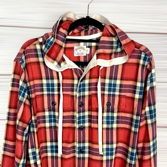 Brooks Brothers Red Fleece Hooded
Button Down Shirt Cotton Flannel Red Plaid M - Picture 3 of 13